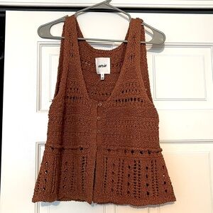 Arie Women's Brown Crochet tank/ vest  size XL